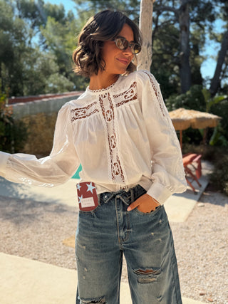 Blouse ajourée blanc