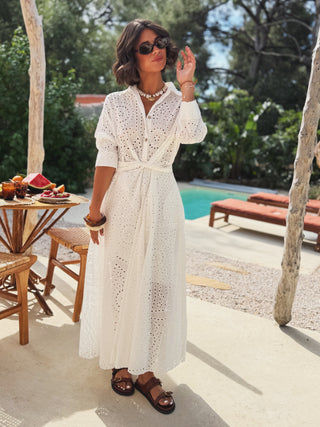 Robe chemise broderie anglaise