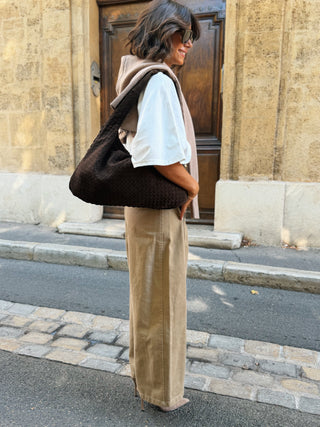 Pantalon en coton BARREL beige