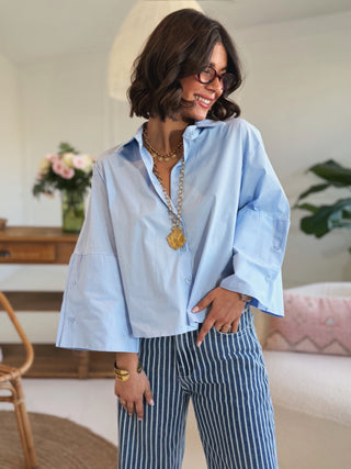 Chemise courte RAPH bleu ciel