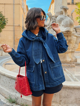 Veste en jean à capuche amovible