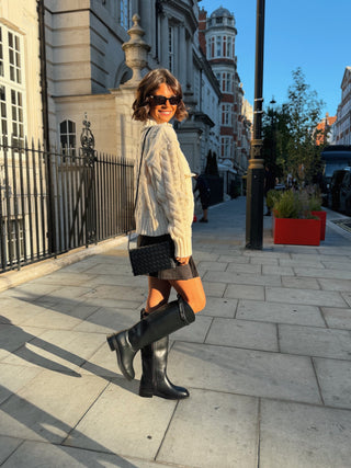 Gilet HARVEY écru grosse maille boutons noir