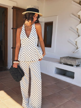 Ensemble GILET satiné à pois