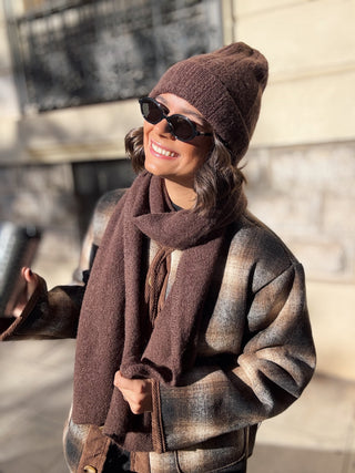 Ensemble BONNET - ÉCHARPE chocolat