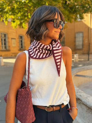 Écharpe RAYÉE prune&rose