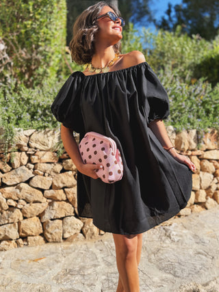 Pochette à POIS rose&chocolat