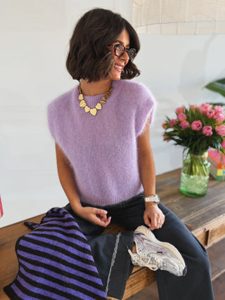 Pull sans manche MOHAIR parme