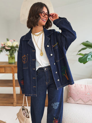 Veste en DENIM brut avec ses broderies