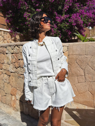 Veste en jean OFFICIER manches longues blanc