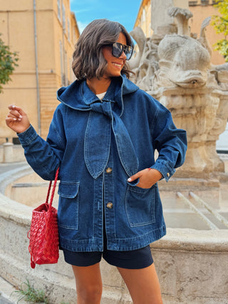 Veste en jean à capuche amovible