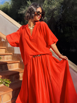 Blouse ALBA orange en coton & soie