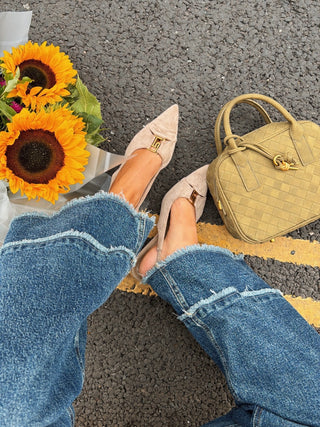Talons petite boucle doré taupe