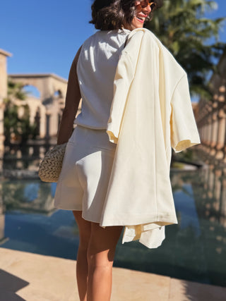 Blazer asymétrique manches courtes beige