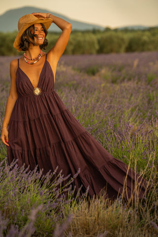 Robe en coton SOLEIL prune