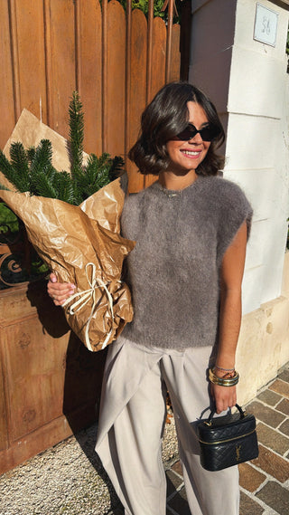 Pantalon fluide ASYMÉTRIQUE taupe