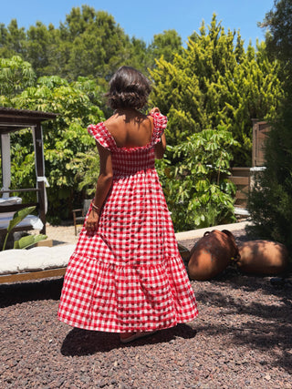 Robe longue VICHY rouge