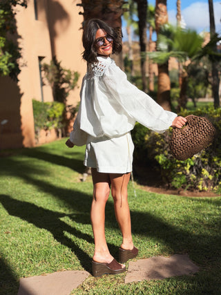 Chemise LOUISE en broderie blanc