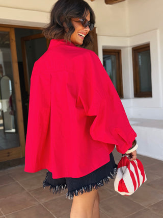 Pochette RAYÉE rouge&blanc