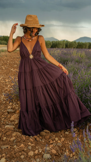 Robe en coton SOLEIL prune
