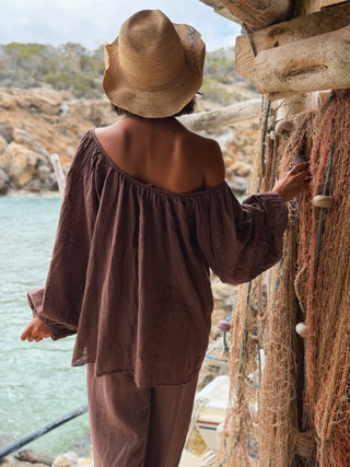 Top MAREA bardot chocolat