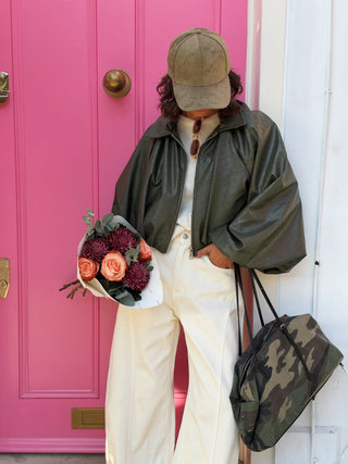 Veste BALLON façon cuir kaki