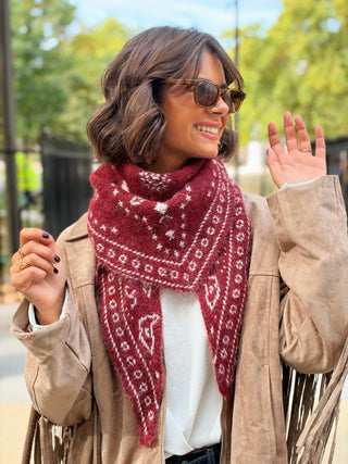 Écharpe triangle bandana bordeaux