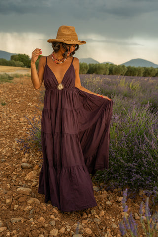 Robe en coton SOLEIL prune