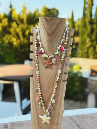 Sautoir ETOILE DE MER rose&jaune