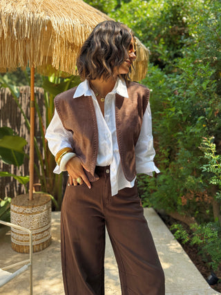 Bolero en daim chocolat DENVER