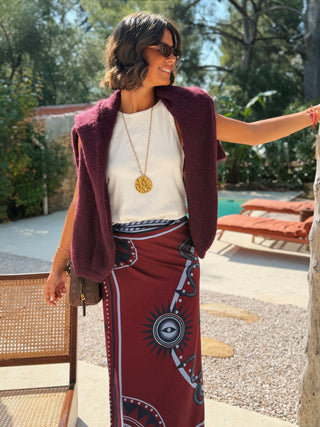 Jupe FOULARD bordeaux&marine