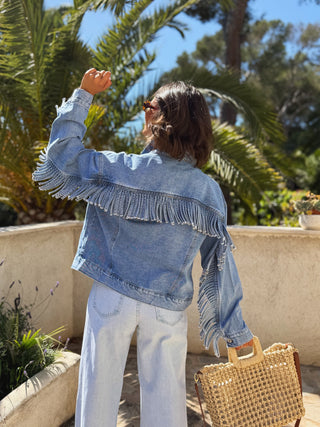 Veste en jean à FRANGES