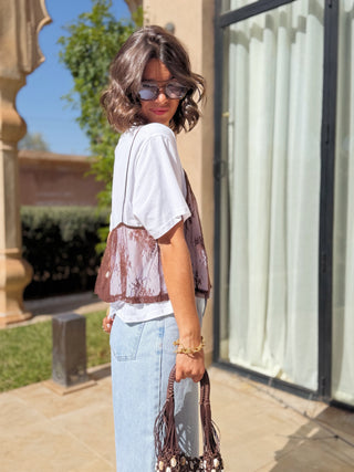 Tee-shirt AVEC DENTELLE chocolat