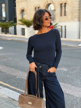 Sous pull BASIC avec du cachemire - marine