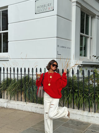 Pull COUTURE manches longues rouge