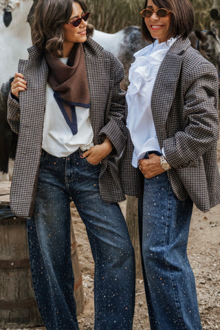 Blazer OVERIZE a carreaux marine&chocolat