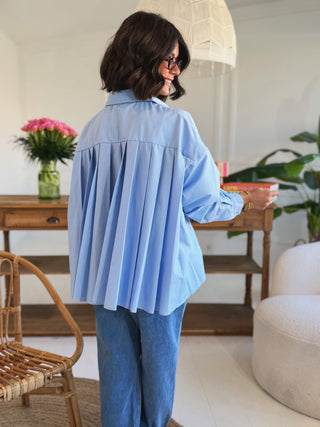 Chemise CHARLOTTE plissée bleu