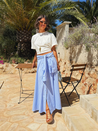 Jupe CHEMISE rayée bleu (pré-commande