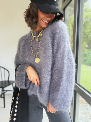 Pull DAN en mohair gris