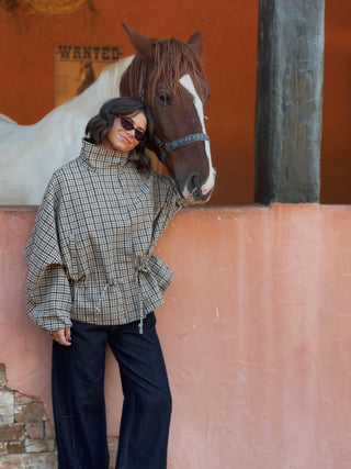 Veste DAKOTA a carreaux beige