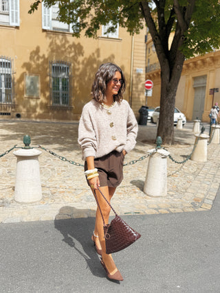 Gilet BROOKE taupe avec ses bijoux