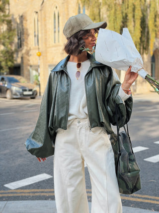 Veste BALLON façon cuir kaki