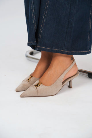 Talons petite boucle doré taupe