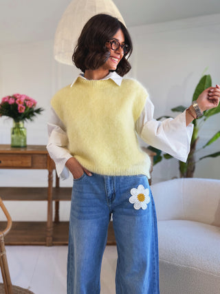 Pull sans manche MOHAIR jaune