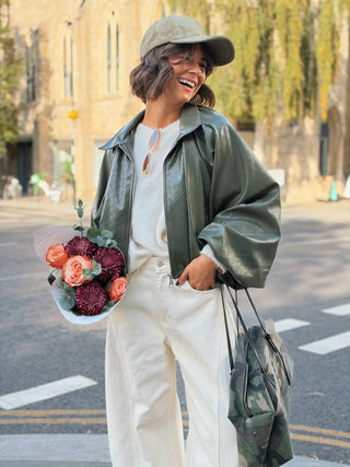 Veste BALLON façon cuir kaki