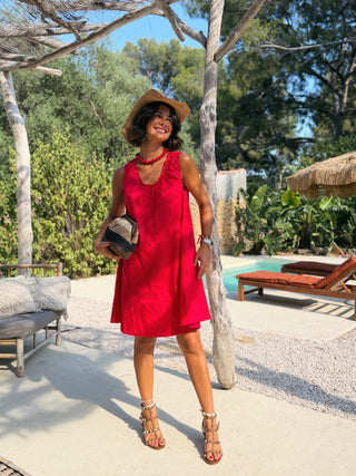 Robe TRAPÈZE rouge