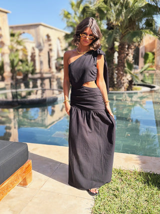 Robe JULIANE noir noeud