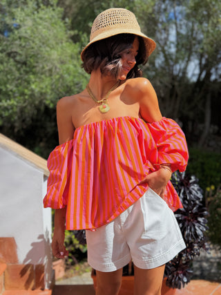 Top LÉNA rayé orange&rose