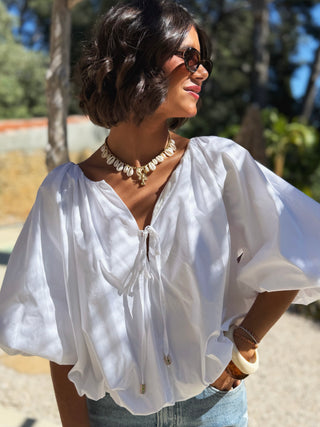 Blouse oversize AVA blanc