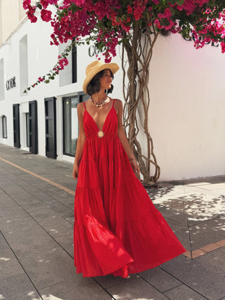 Robe en coton SOLEIL rouge (Pré-commande)