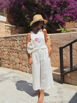 Pantalon en LIN 7/8 blanc